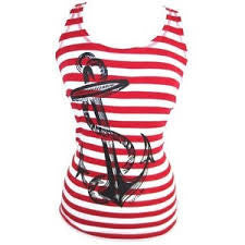 Red and White Sailor Tank Top